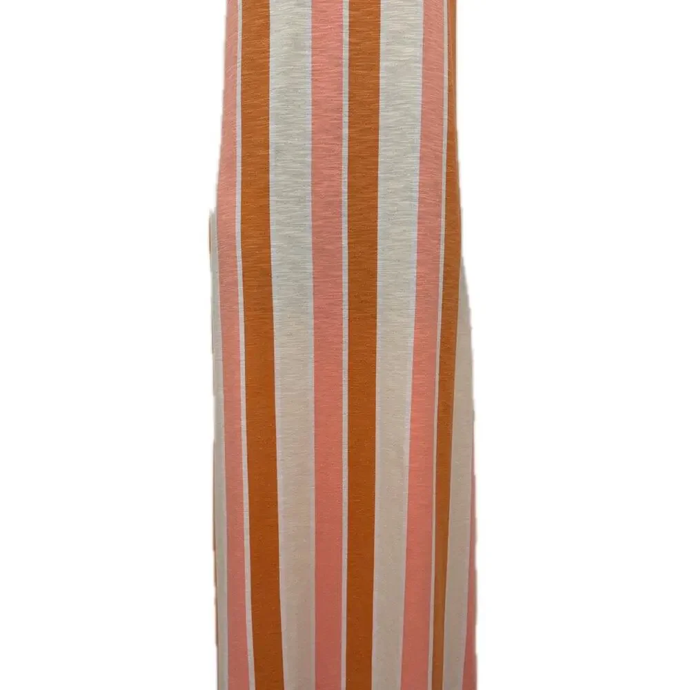 Roxy Coral Orange Stripe Sleeveless Midi Dress Size Medium - Picture 4 of 10